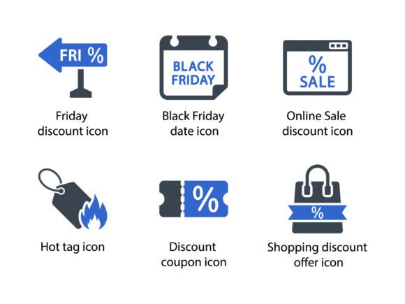 Black Friday Icon Set 6: Graphics & Icons for Handmade Business