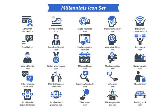Millennials Icon Set: Graphics & Icons for Local Branding
